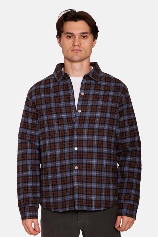  블루&크림 자켓 BCFW24OW11PL MULTI BLUE BROWN PLAID - BLUE&CREAM