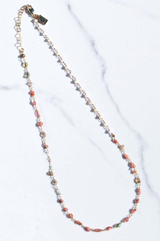 네이티브잼 목걸이/팬던트 골드 소재의 핑크 샌드 원석 목걸이 - NATIVE GEM
