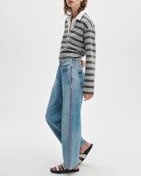  랙앤본 스트레이트 팬츠 미라마 앵클 트랙 풀온 팬츠 발렌티나/라벤더 스트라이프 - RAG & BONE