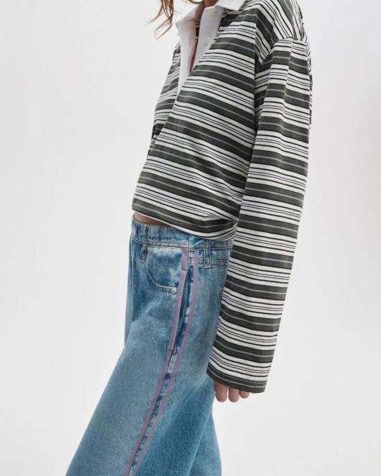  랙앤본 스트레이트 팬츠 미라마 앵클 트랙 풀온 팬츠 발렌티나/라벤더 스트라이프 - RAG & BONE