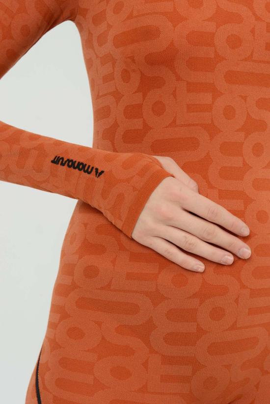  모노수트 바디수트 티셔츠 터틀넥 긴팔 전신 친환경 바디수트 오렌지색 - MONOSUIT