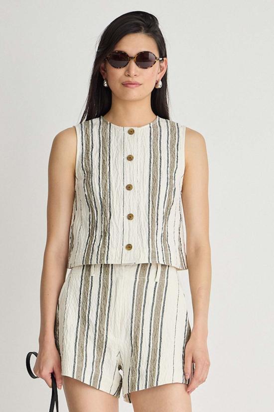  어피스 어파트 블라우스 Apiece Apart Stripe Godet Tank Affogato Stripe
