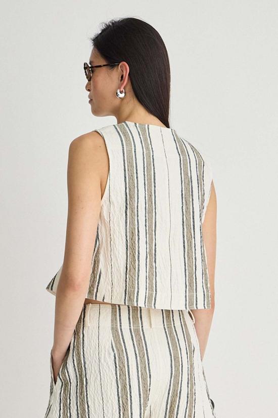  어피스 어파트 블라우스 Apiece Apart Stripe Godet Tank Affogato Stripe - APIECE APART