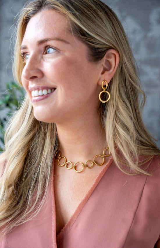  로니 폴 주얼리 목걸이/팬던트 조각 원형 목걸이 골드 - LONI PAUL JEWELRY