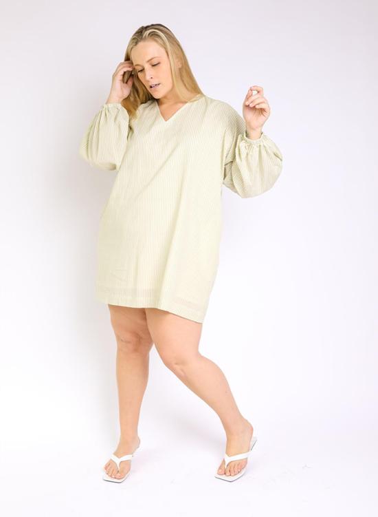 시크 콜렉티브 숏 원피스 Seek Collective Katie Dress Matcha Stripe - SEEK COLLECTIVE