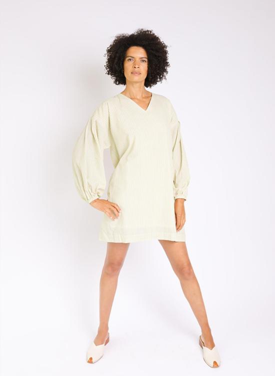 시크 콜렉티브 숏 원피스 Seek Collective Katie Dress Matcha Stripe - SEEK COLLECTIVE