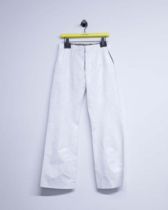  MM6 메종마르지엘라 스트레이트 팬츠 Mm6 메종 마르지엘라 페인티드 울 체크 팬츠 화이트 - MM6 MAISON MARGIELA