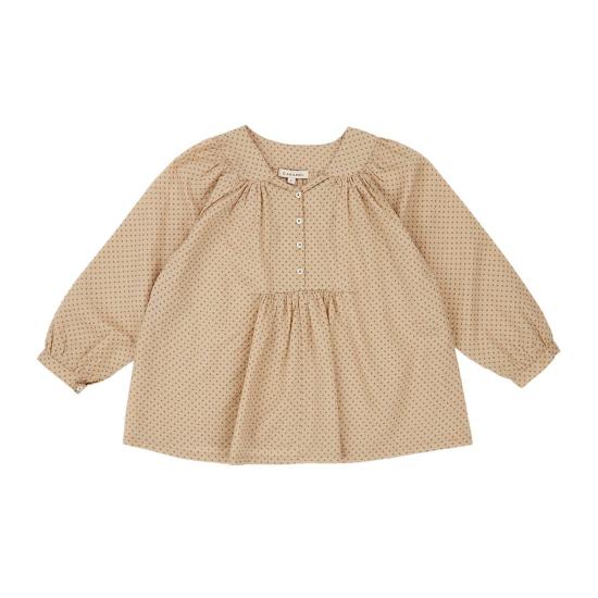  [키즈] 카라멜 티셔츠 키즈  빅토리아 블라우스 그린 도트 무늬 - CARAMEL