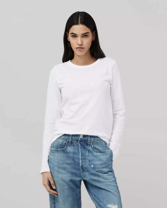  랙앤본 긴팔 티셔츠 래그앤본 더 슬럽 롱슬리브 브라이트 화이트 - RAG & BONE