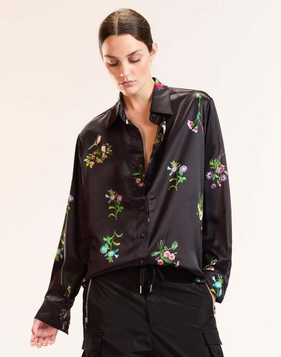  신시아 로리 블라우스 신시아 로울리 소장용 실크 셔츠  블랙 - CYNTHIA ROWLEY