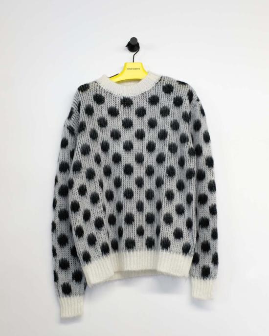 마르니 스웨터 화이트 폴카 도트 모헤어 니트 - MARNI
