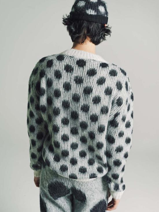  마르니 스웨터 화이트 폴카 도트 모헤어 니트 - MARNI