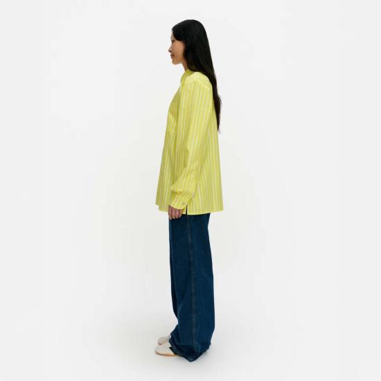  마리메꼬 셔츠 Marimekko 키오스키 셔츠 옐로우 스트라이프 - MARIMEKKO