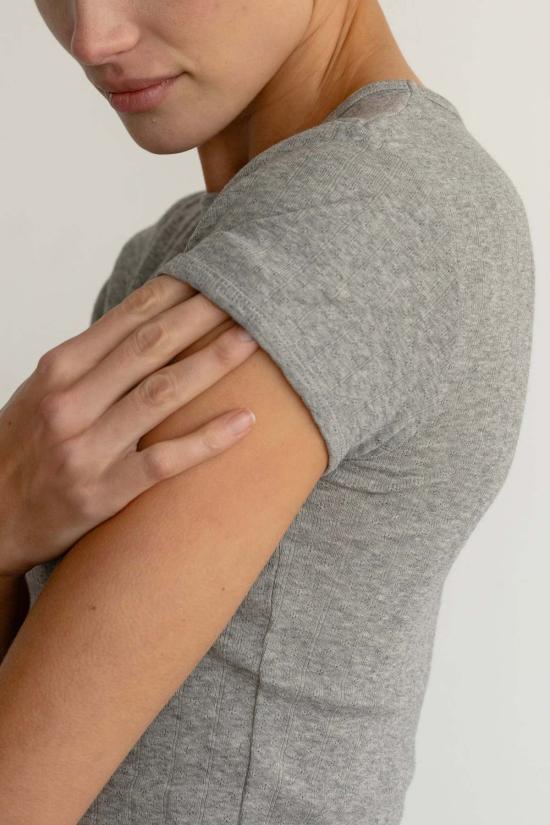  도니 반팔 티셔츠 . 포인트엘 베이비 티 헤더 그레이 - DONNI.