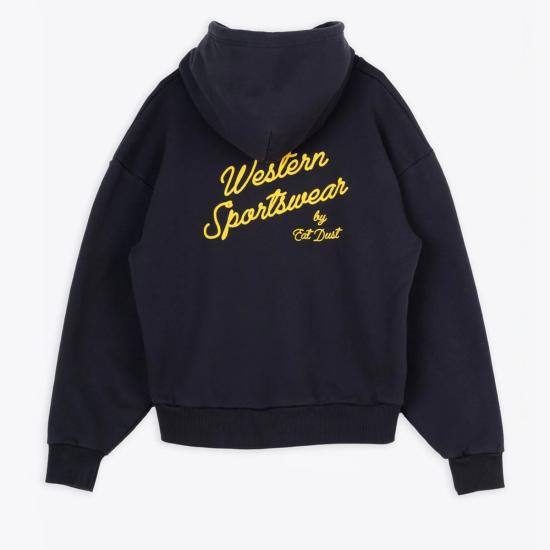  잇 더스트 후드 티셔츠 Eat Dust Western Sportswear 후드티 네이비 - EAT DUST