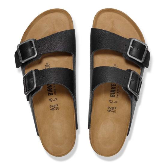  버켄스탁 샌들 애리조나 와이어 버클 가죽 레귤러  빈티지 우드 블랙 - BIRKENSTOCK