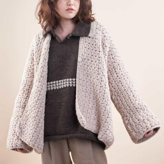  Maydi 가디건 메이디 오버사이즈 메리노 , 깃털 스티치 크로셰 - OTHER BRANDS
