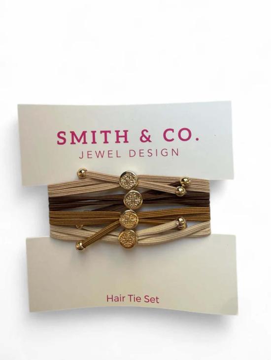  스미스 앤 코 디자인 헤어 액세서리 스미스앤코 디자인 스키니 헤어 타이 세트 카라멜 라떼 - SMITH AND CO. DESIGN
