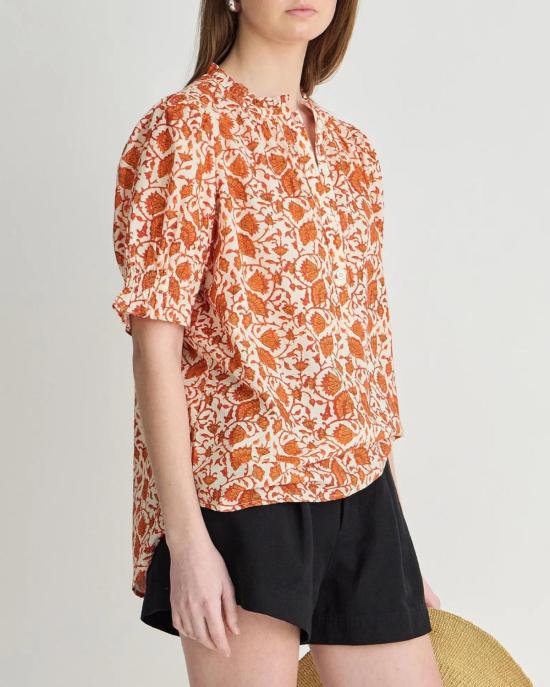  어피스 어파트 블라우스 Apiece Apart Los Altos Top Night Blooms Sorbet - APIECE APART