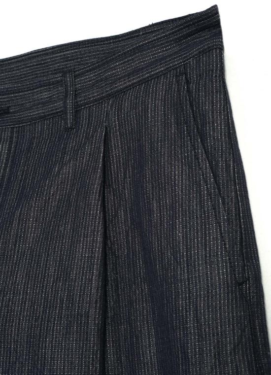  한센 가먼츠 스트레이트 팬츠 수네 클래식 플리츠 팬츠 네이비 도비 - HANSEN GARMENTS