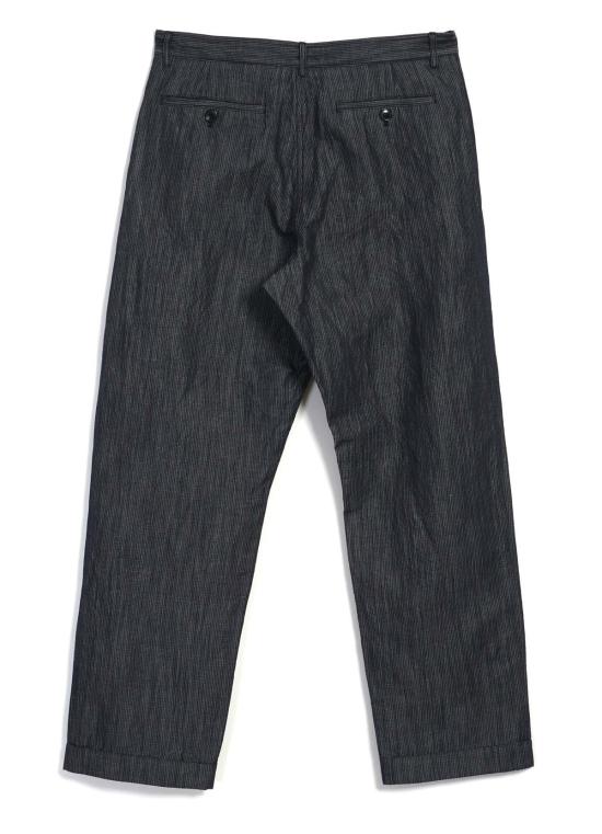  한센 가먼츠 스트레이트 팬츠 수네 클래식 플리츠 팬츠 네이비 도비 - HANSEN GARMENTS
