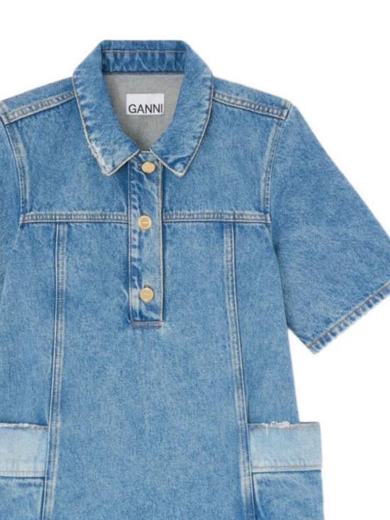 26SS 가니 패치워크 데님 드레스 A1030482 567 MID BLUE VINTAGE - GANNI