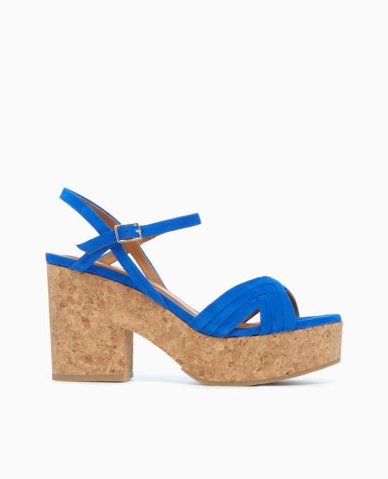  코클리코 샌들 Coclico 봄 여름 2025 Bee Wedge Sandal Azul Fluo Suede - COCLICO