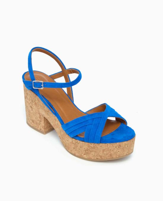  코클리코 샌들 Coclico 봄 여름 2025 Bee Wedge Sandal Azul Fluo Suede - COCLICO