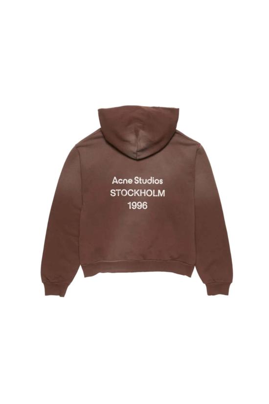  아크네 스튜디오 후드 티셔츠 로고 후드티 초콜릿 브라운 - ACNE STUDIOS