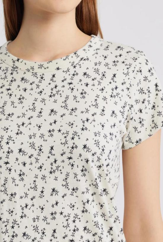  랙앤본 반팔 티셔츠 Rag & Bone All Over Stars 티셔츠 아이보리 멀티 - RAG & BONE