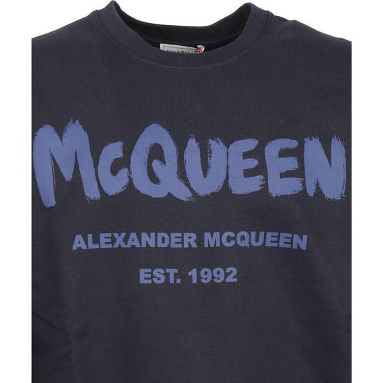  알렉산더 맥퀸 긴팔 티셔츠 코튼 스웨트셔츠 블루 - ALEXANDER MCQUEEN