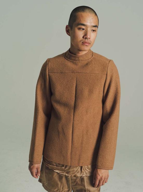  리에르 긴팔 티셔츠 리어 울 긴팔 워커 탑 카멜