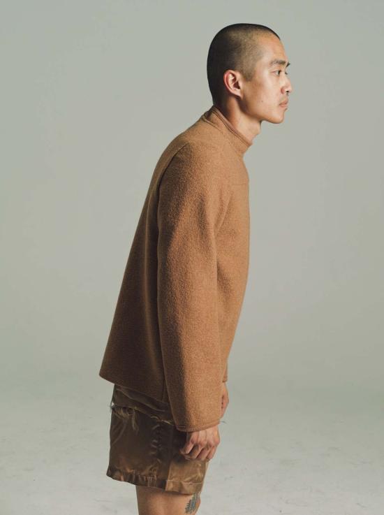  리에르 긴팔 티셔츠 리어 울 긴팔 워커 탑 카멜 - RIER