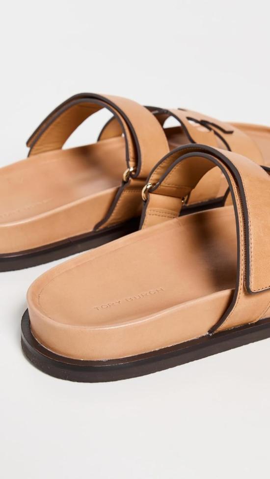  토리버치 뮬/슬리퍼 이네스 나파 가죽 스포츠 슬라이드 카멜로 - TORY BURCH