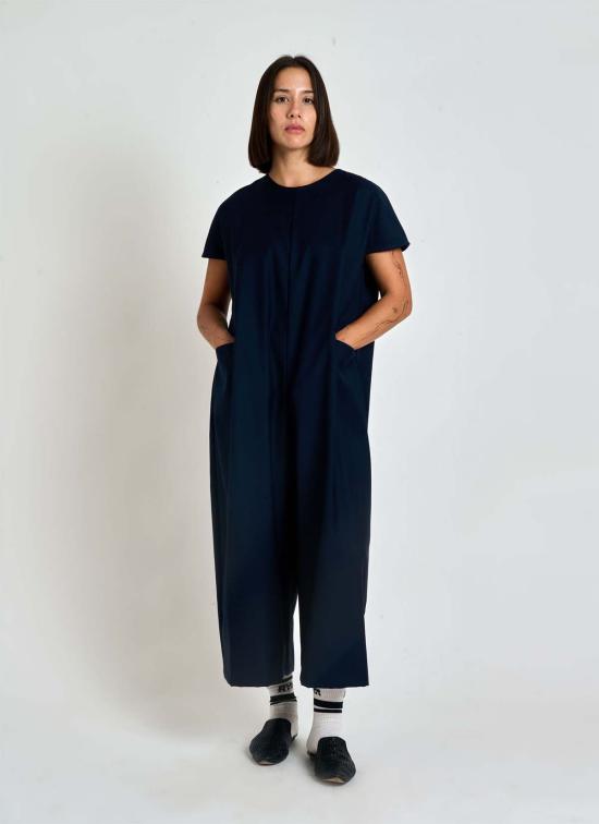  카렘 점프수트 Kaarem Dahlia Pleatstay 포켓 Onesie 다크 블루 - KAAREM