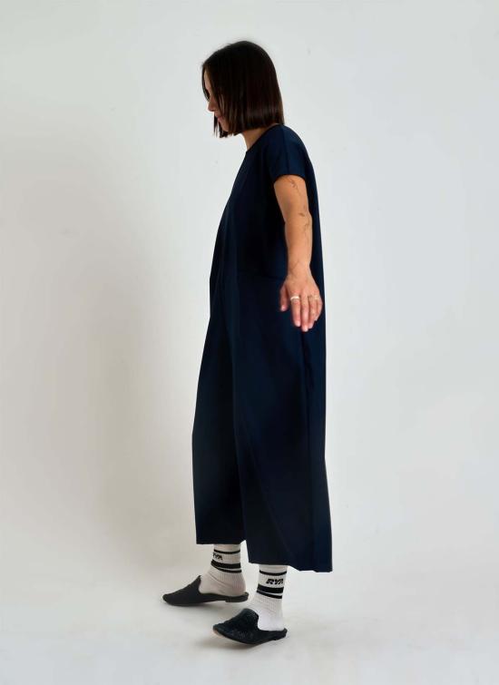  카렘 점프수트 Kaarem Dahlia Pleatstay 포켓 Onesie 다크 블루 - KAAREM