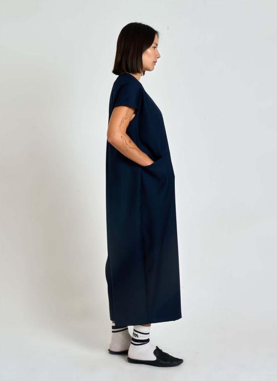 카렘 점프수트 Kaarem Dahlia Pleatstay 포켓 Onesie 다크 블루 - KAAREM