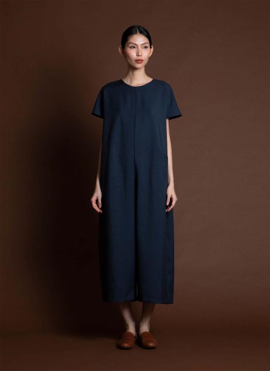  카렘 점프수트 Kaarem Dahlia Pleatstay 포켓 Onesie 다크 블루 - KAAREM
