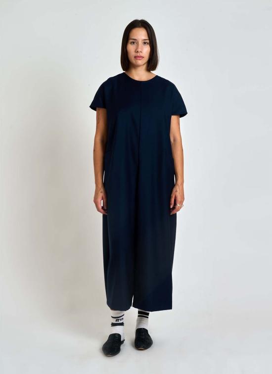 카렘 점프수트 Kaarem Dahlia Pleatstay 포켓 Onesie 다크 블루