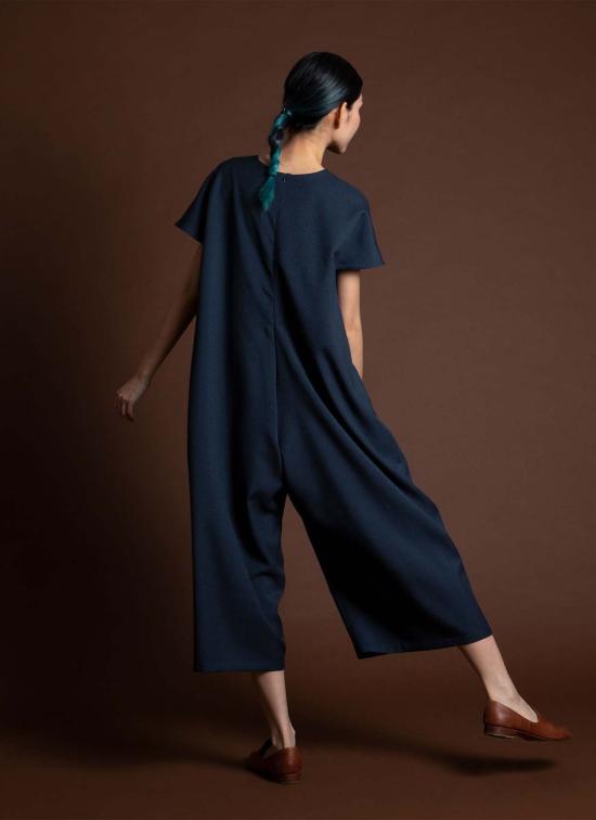  카렘 점프수트 Kaarem Dahlia Pleatstay 포켓 Onesie 다크 블루 - KAAREM