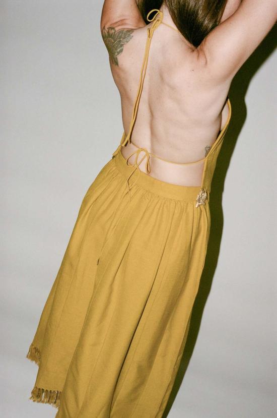  100% Silk 미디 원피스 100% 실크 노비  풀스 골드 - OTHER BRANDS