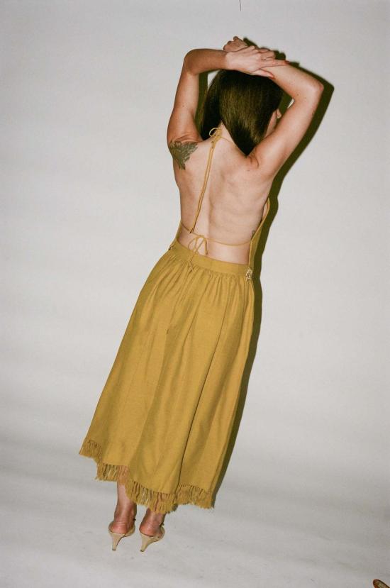  100% Silk 미디 원피스 100% 실크 노비  풀스 골드 - OTHER BRANDS
