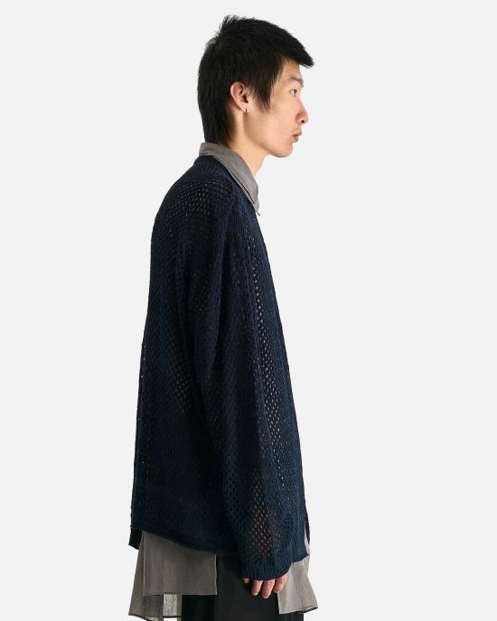  요지 야마모토 긴팔 티셔츠 뿌르 옴므 메쉬 패널 - YOHJI YAMAMOTO