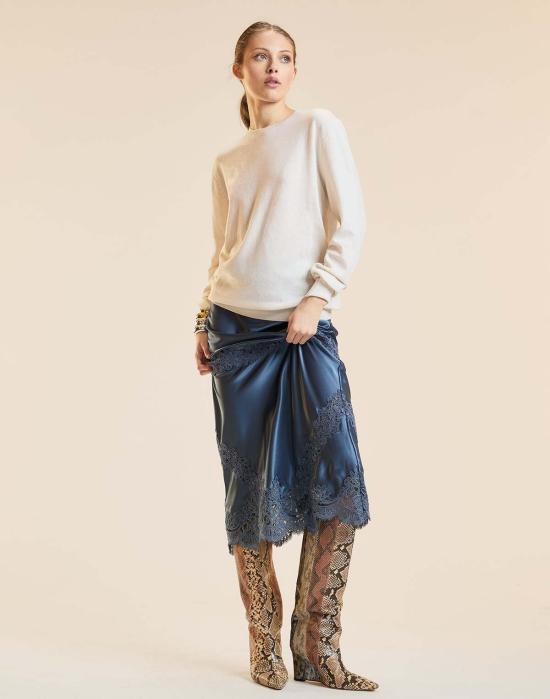  신시아 로리 롱 스커트 신시아 로울리 가르보 실키 레이스 스커트 데님 블루 - CYNTHIA ROWLEY