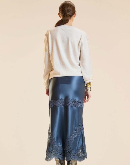  신시아 로리 롱 스커트 신시아 로울리 가르보 실키 레이스 스커트 데님 블루 - CYNTHIA ROWLEY
