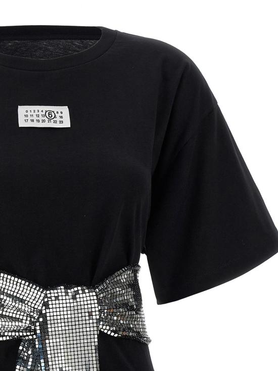  MM6 메종마르지엘라 반팔 티셔츠 Mm6 메종 마르지엘라 코튼 티셔츠 블랙 - MM6 MAISON MARGIELA
