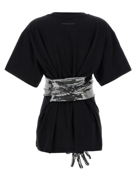  MM6 메종마르지엘라 반팔 티셔츠 Mm6 메종 마르지엘라 코튼 티셔츠 블랙 - MM6 MAISON MARGIELA