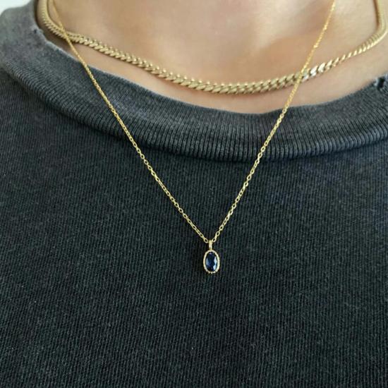  제니 권 디자인스 목걸이/팬던트 제니 권 디자인 타원형 블루 사파이어 위스프 목걸이 14K 옐로우 골드 - JENNIE KWON DESIGNS