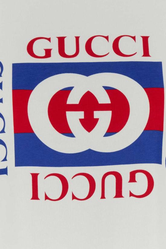  구찌 반팔 티셔츠 화이트 코튼 티셔츠 - GUCCI