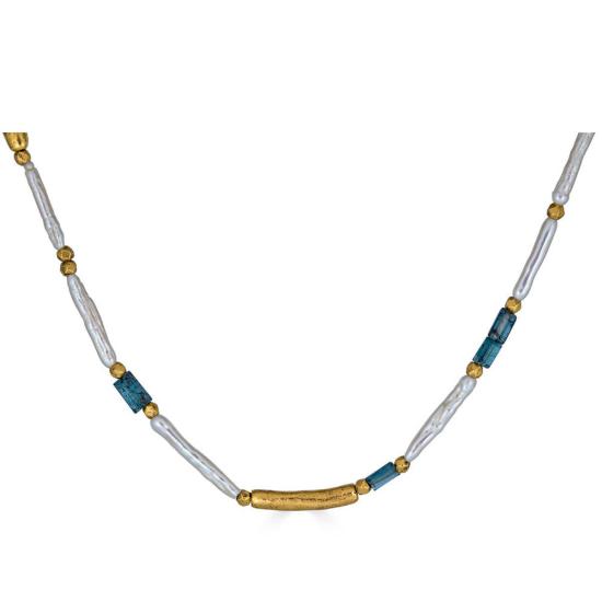  로니 폴 주얼리 목걸이/팬던트 비와 진주와 카이아나이트 목걸이 (골드) - LONI PAUL JEWELRY